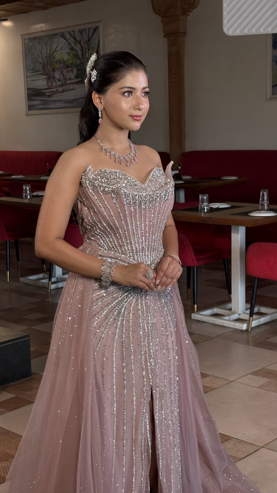 Reception makeup — evening gown